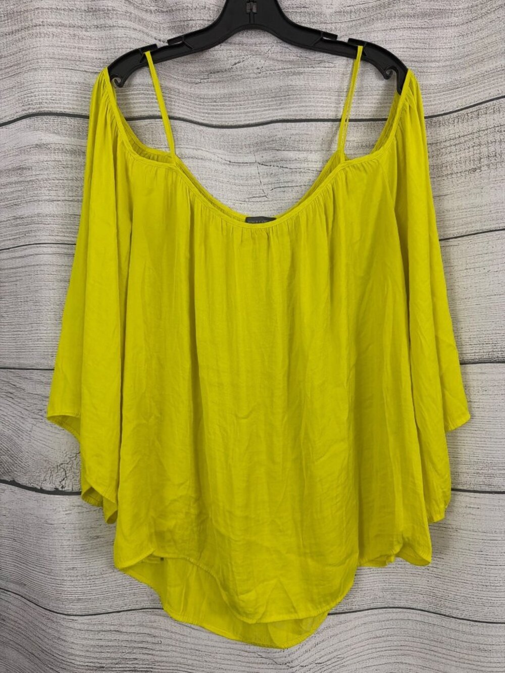 Vince Camuto Yellow Off The Shoulder Bell Sleeve Blouse Top Size XL